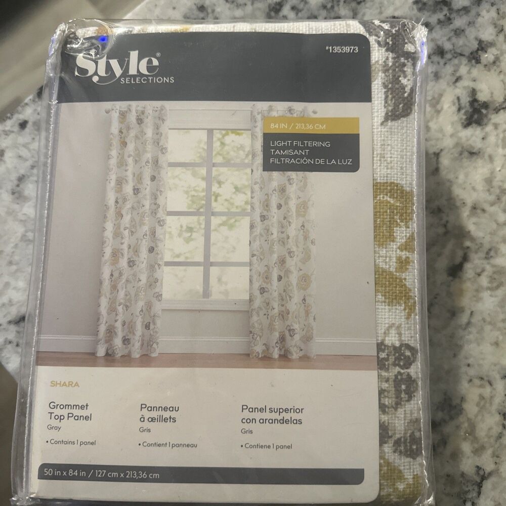 Style Selections Shara 50 x 84 Light Filtering Gray 1 Panel
